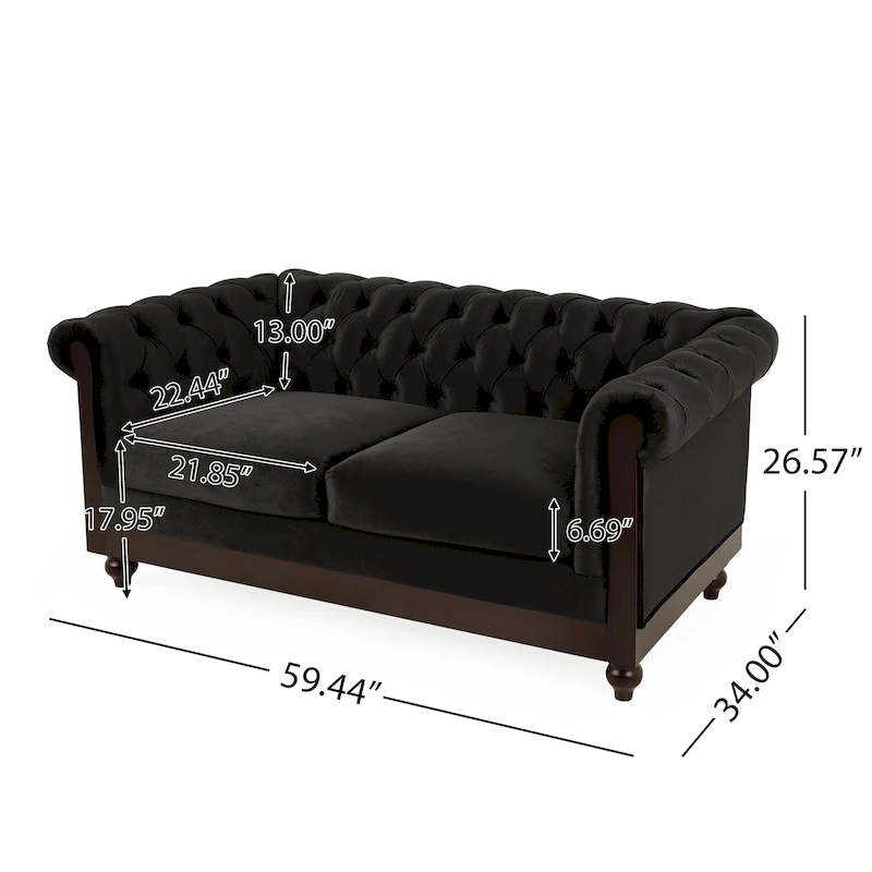 Eviva Chesterfield Velvet Loveseat Sofa by Christopher Knight Home