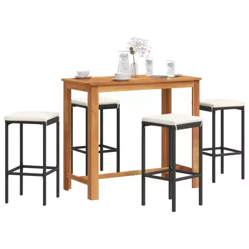 vidaXL Garden Bar Set with Solid Acacia and Poly Rattan