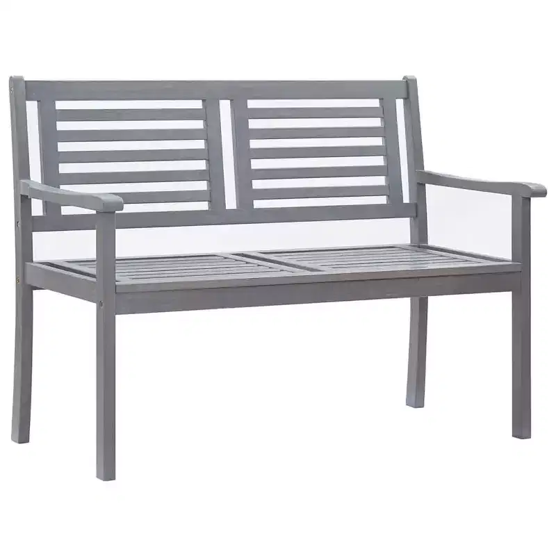 vidaXL Patio Bench Grey Solid eucalyptus wood 2-Seater Ergonomic