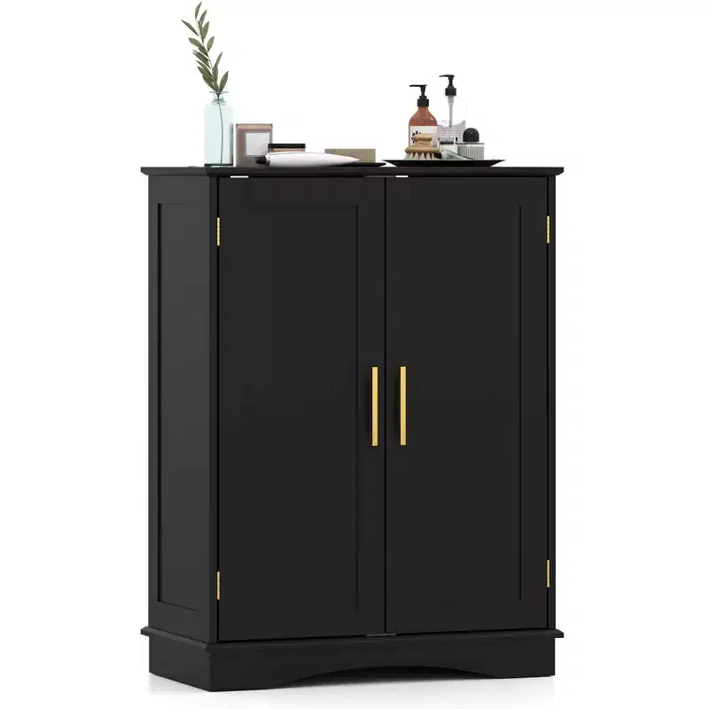 Floor Storage Cabinet Modern Storage Organizer with Adjustable Shelves &2 Doors Black/Blue/Gray/White