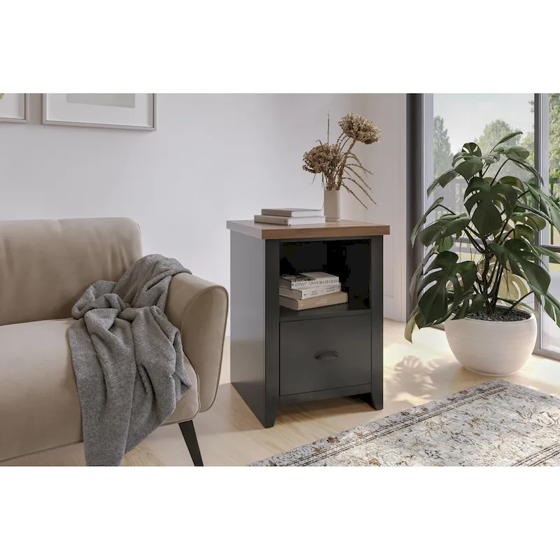 Modern Farmhouse 22 inch 1-drawer file, No Assembly Required, Two-Tone Finish