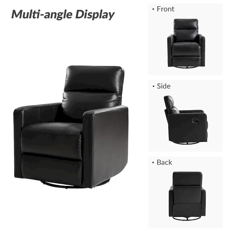 Josefa Modern Genuine Leather Swivel Rocker Recliner by Hulala Home