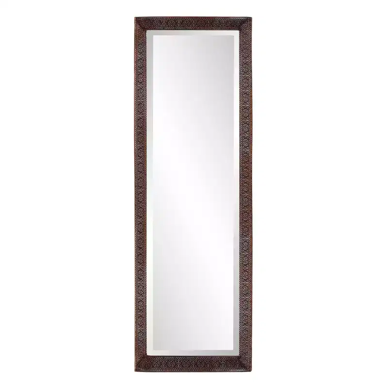 Howard Elliott 12"x36" Rectangular Full Length Dressing Mirror with Hand Crafted Metal Frame Bronze: Elegant Modern Decor