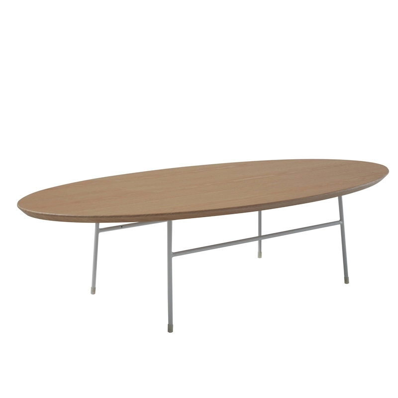 Rossmore Modern Oval Accent Coffee Table with White Powder Coated Steel Frame for Home Office Living Room Bedroom