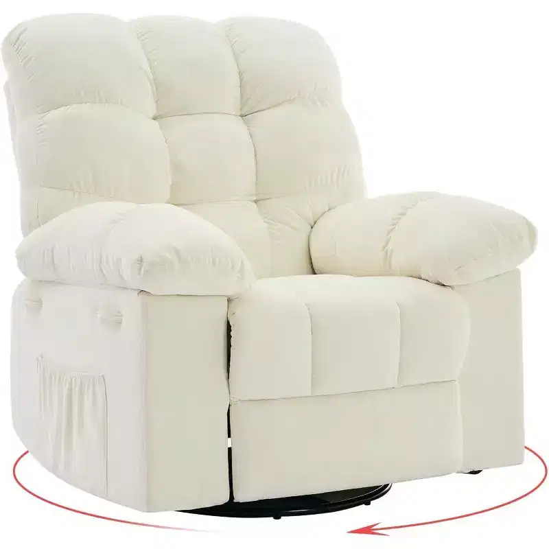 Swivel Glider Recliner – 360° Rotation, 30° Rock, 135° Tilt, Chenille & Steel Frame