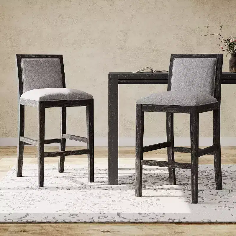 Christopher Knight Home Conqu Upholstered 30.5 Rubber Wood Counter Stool with Footrest, Set of 2