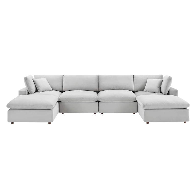 Commix Down Filled Overstuffed Velvet 6-Piece Sectional Sofa