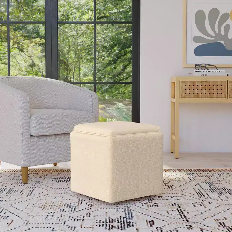HomePop Storage Ottoman with Tray Top