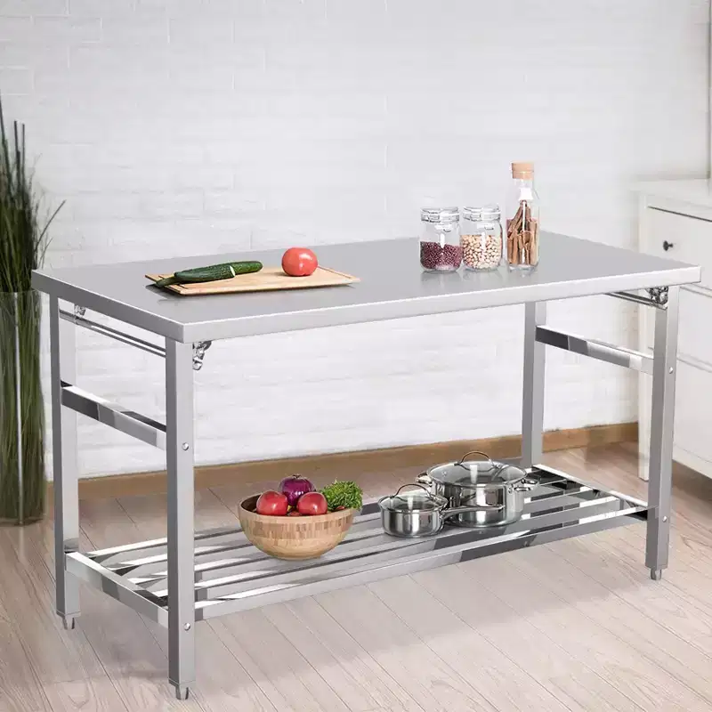 Stainless Steel Table, 30 x 48 Inches Folding Heavy Duty Table for Kitchen, Commercial Stainless Steel Prep Table with Adjustable Undershelf