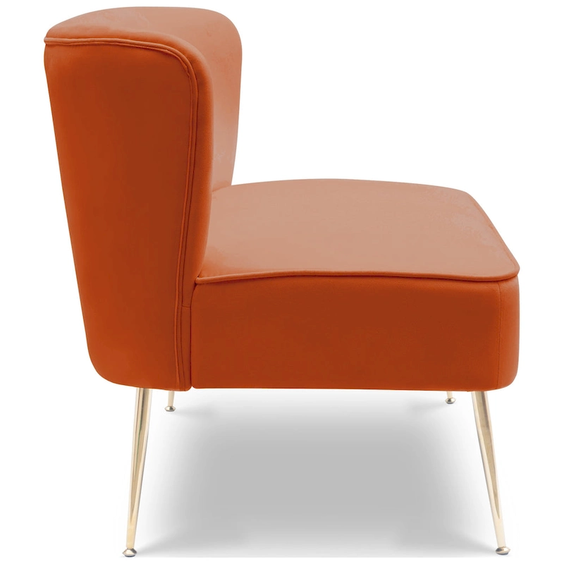 Farrah Upholstered Velvet Polyester 46 Wide Loveseat - Armless/ Scalloped Back