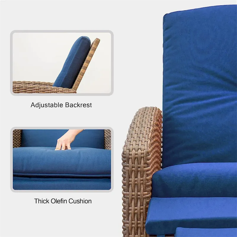 CUSchoice All-Weather Wicker Recliner with Cushion