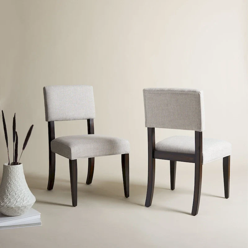 Solid Wood Dining Chairs Set of 2 | Upholstered Seat | 21