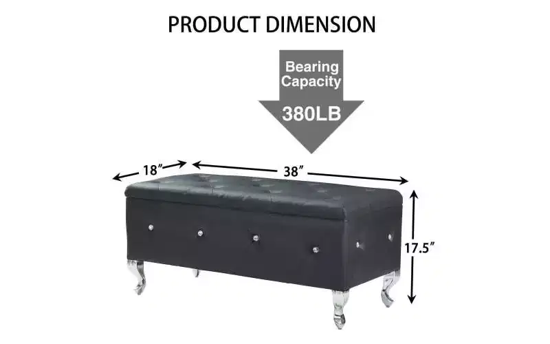 Tufted Storage Ottoman Bench For Bedroom End Of Bed Large Upholstered Storage Benches Footrest With Crystal Buttons For Living Room Entryway