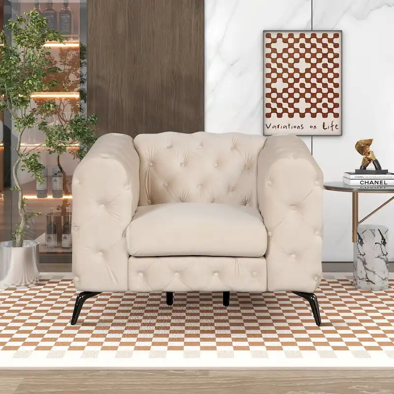 Velvet 3-Piece Sofa Sets(Three Seat Sofa/Loveseat and Single Chair)