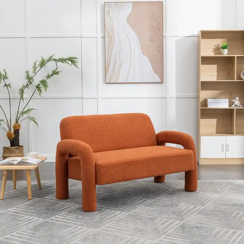 SEYNAR Mid-Century Modern Boucle 51 Solid Wood Curved Sofa