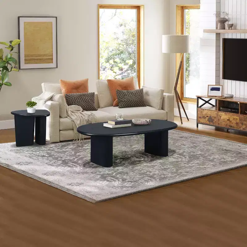 GDFStudio Modern 51 Oval Wooden Coffee Table