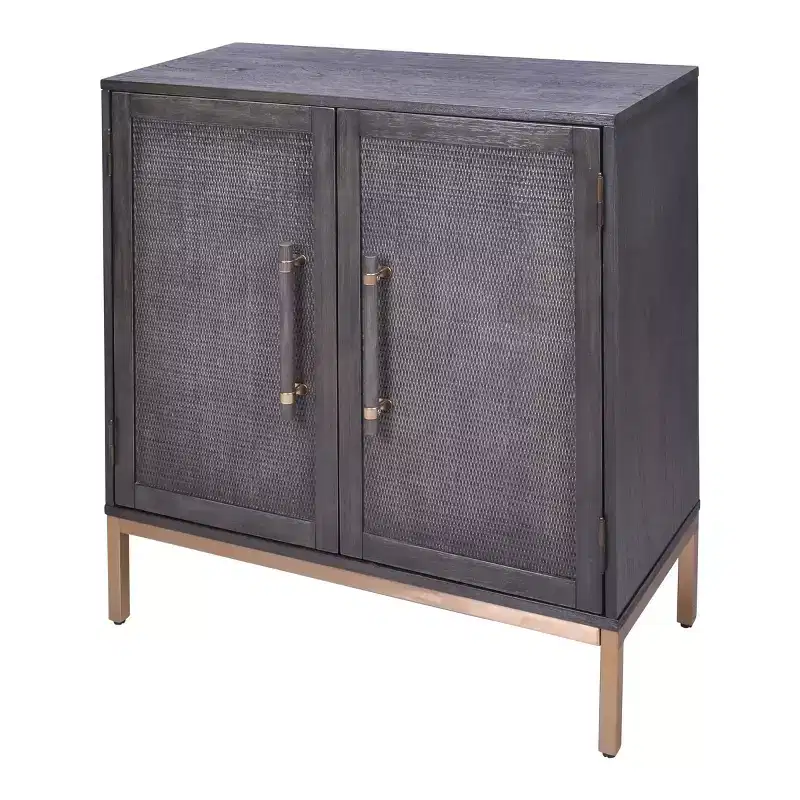 Hopper Studio Sophia 2 Door Cabinet Antique Black : Modern Style, Wood Veneer, MDF Frame, Adjustable Shelves