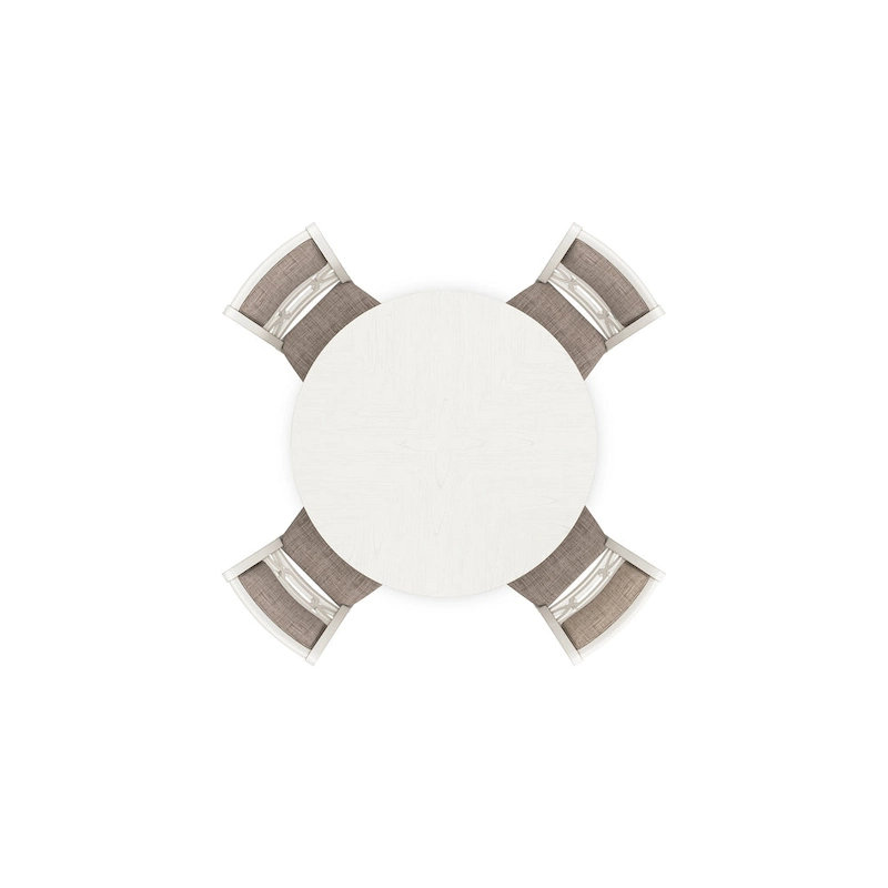 Berg 5pc Round Dining Table Set, Gray White Wood, 4 Padded Chairs