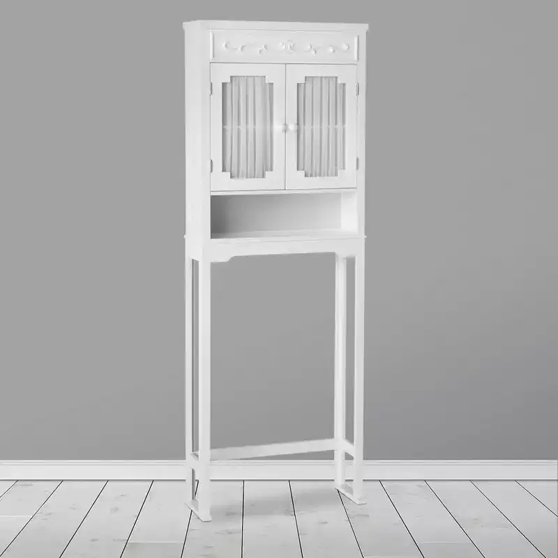 Cabinet with Double Doors White - Bathroom Organizer Etageres