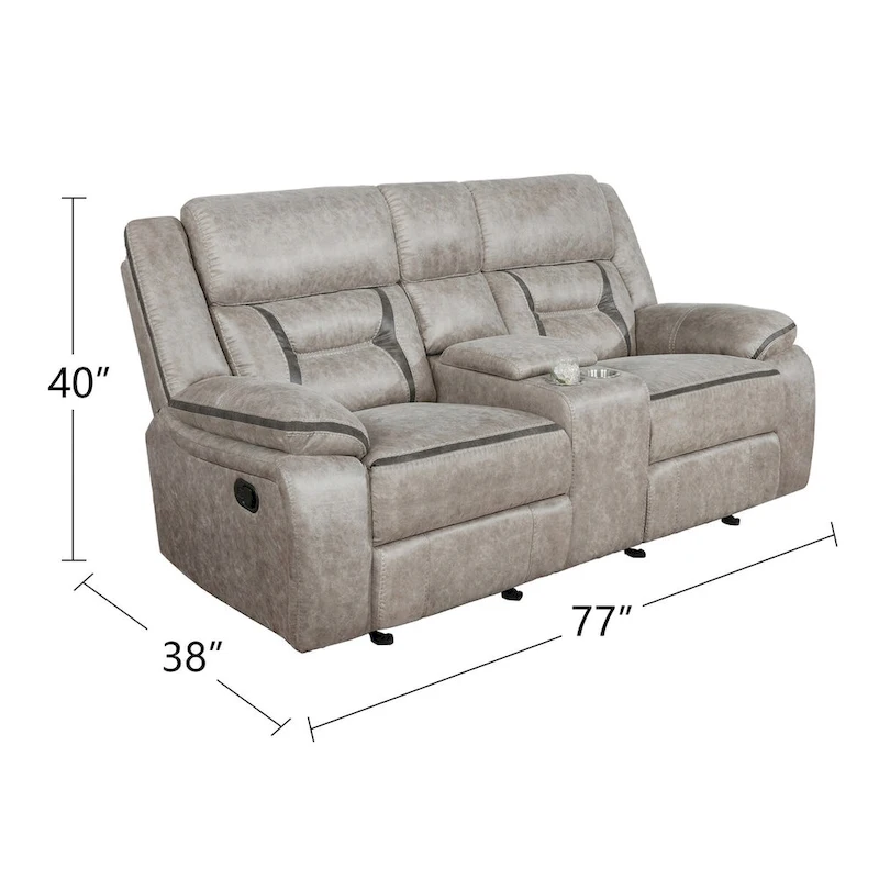 PU Manual Motion Sofa Set in Taupe Finish