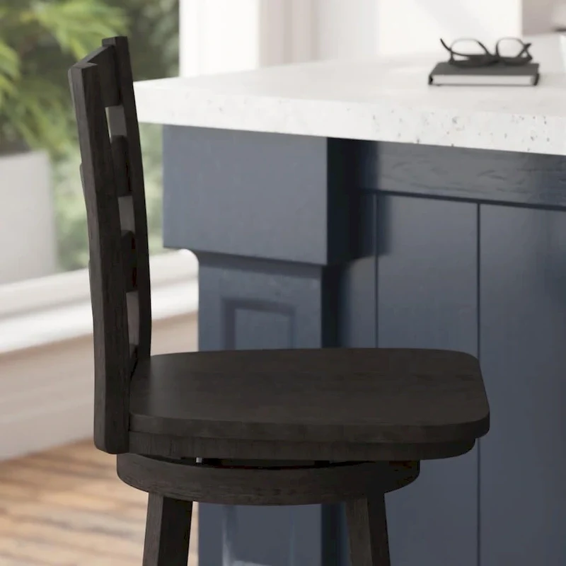 Ladderback Wooden Swivel Counter Stool with Footrest