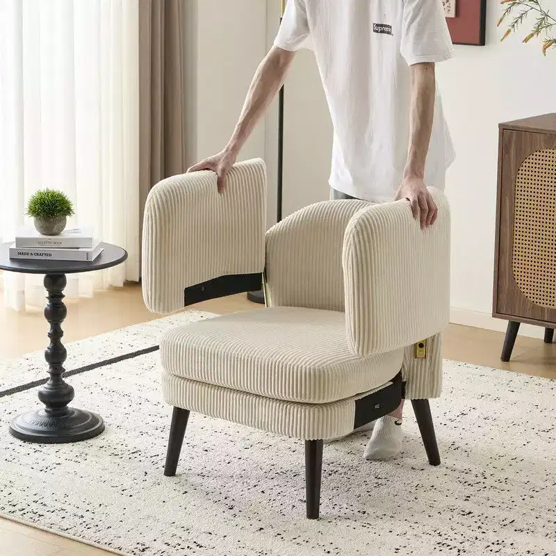 Upholstered Living Room Armchair with Pillow Seat and Back