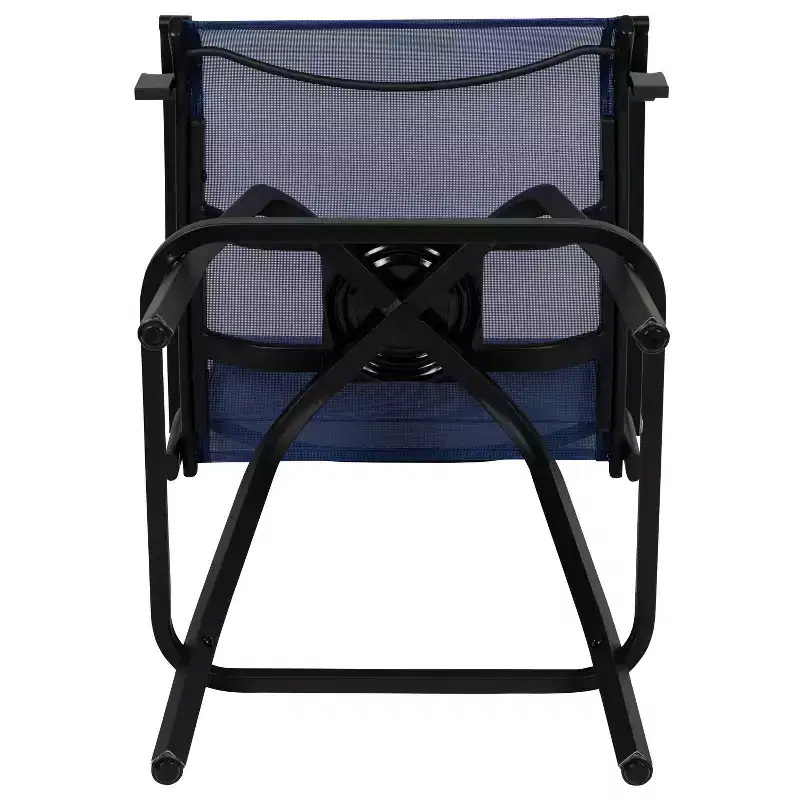 Flash Furniture Valerie Patio Bar Height Stools Set of 2, All-Weather Textilene Swivel Patio Stools and Deck Chairs with High Back & Armrests
