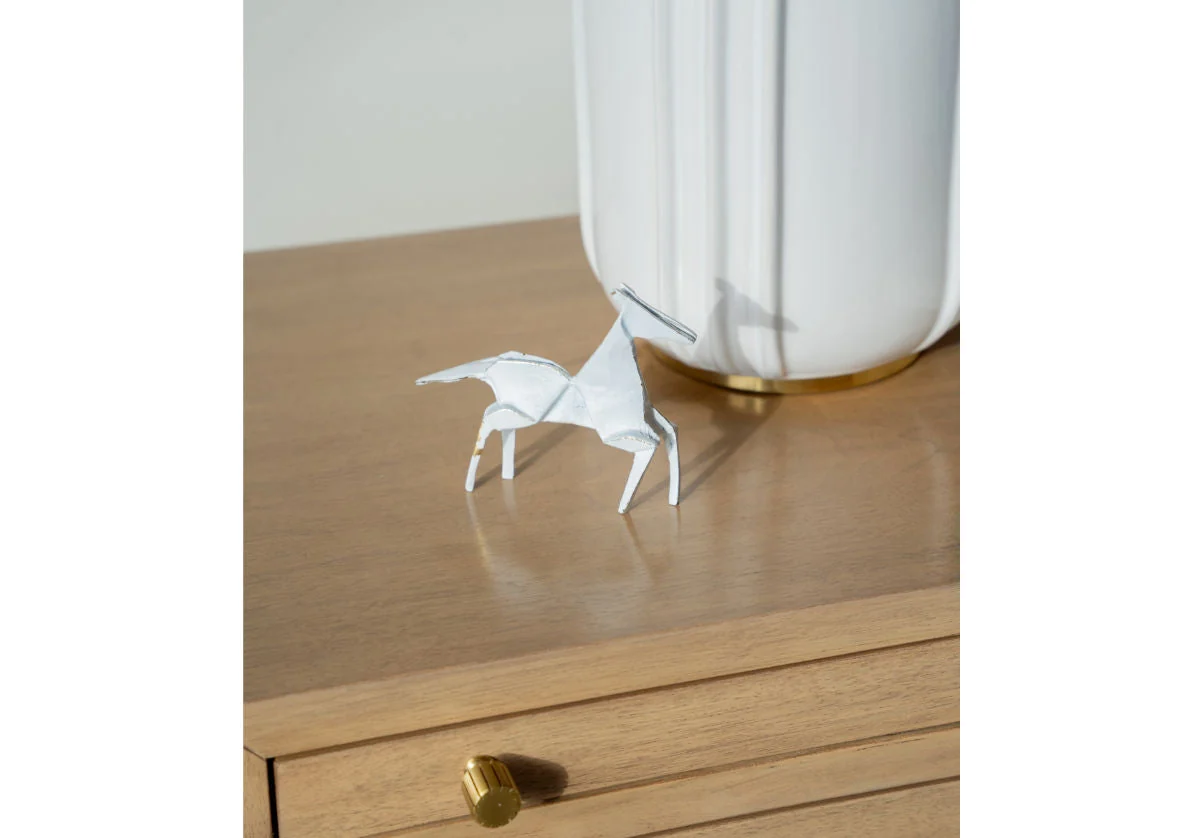 Classical Brass Horse Sculpture with Petite Cast Detailing for Study & Living Room