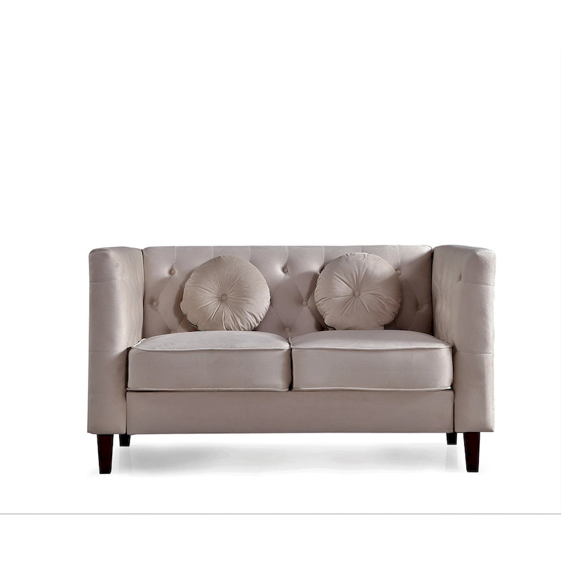 US PRIDE FURNITURE Velvet Classic Chesterfield 2 pieces Living Room Sets, Sofa and Lovesat