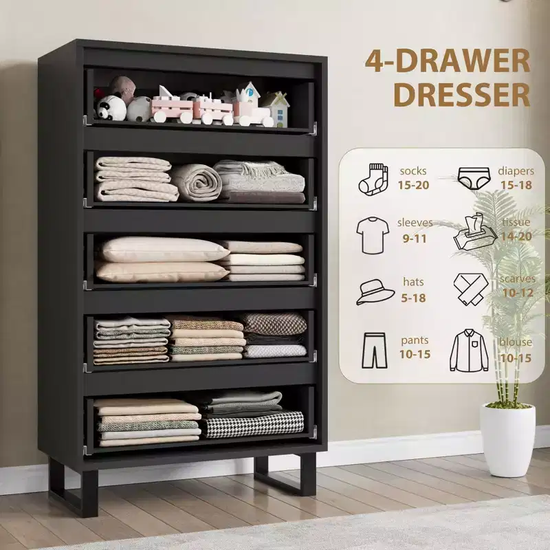 5 Dresser for Bedroom, , Wooden Closet Chest Storage Freestanding Vertical Drawer for Living Room