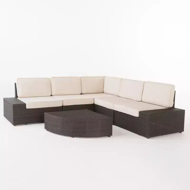 Christopher Knight Home Felicity 6-Piece Outdoor Wicker Sectional Conversation Set with Cushions