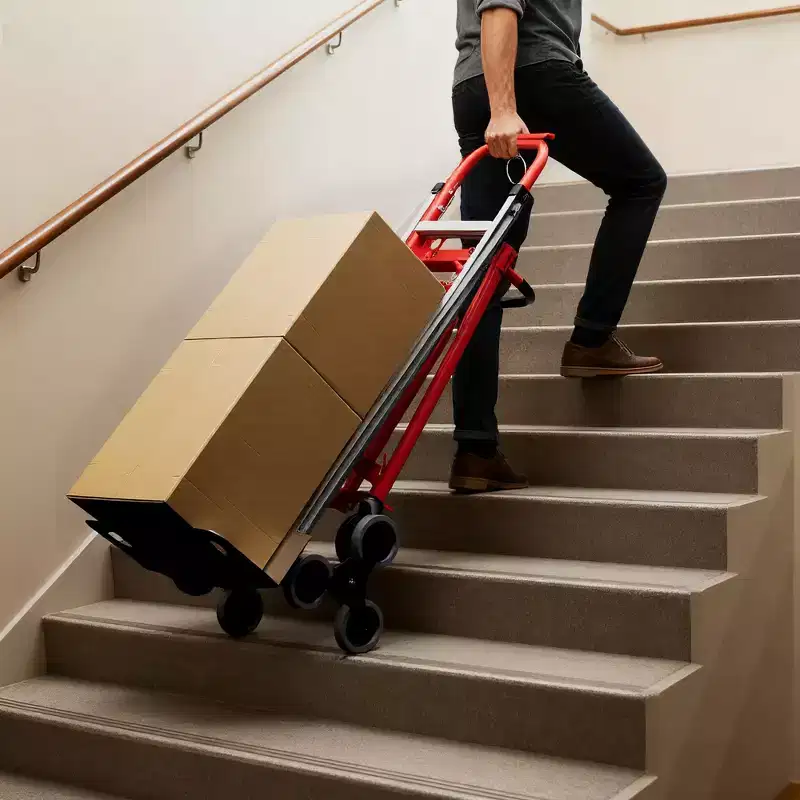 3-in-1 Stair Climbing Hand Truck, Heavy Duty Convertible Flat Cart with Folding Design & Elastic Straps for Home Office Warehouse