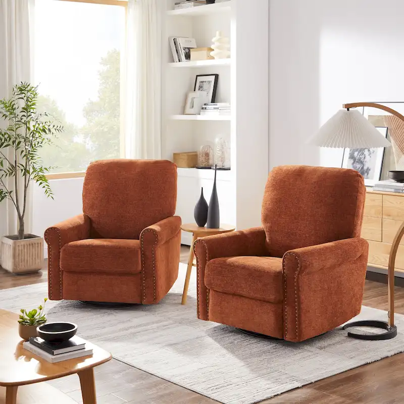 Heido 360 Degree Swivel Glider Manual Recliner Leisure Chair Set of 2