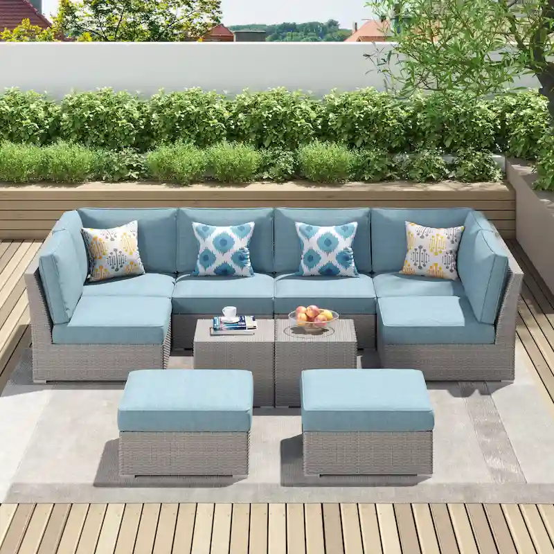 Corvus 10-piece Grey Sectional Conversation Sofa Set