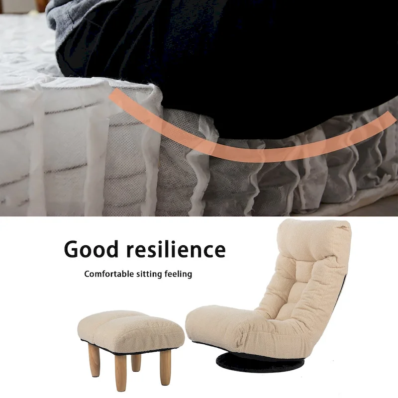 Upholstered Armless Recliner Set with Ottoman and Adjustable Headrest