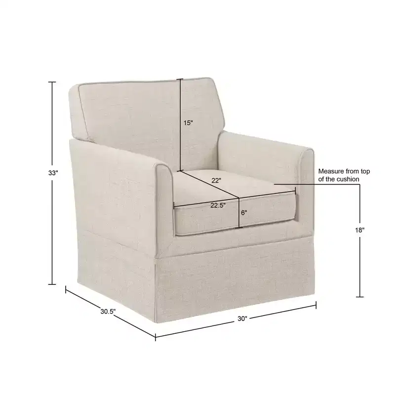 Slipcover Accent Armchair – Track Arm, Skirted Base, Removable Cushion