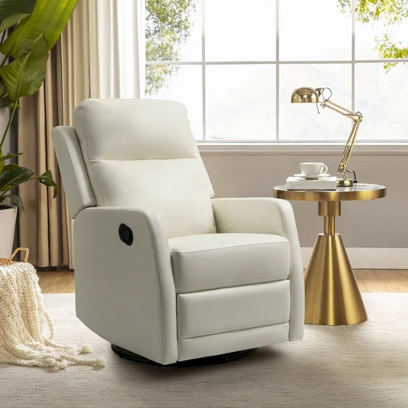 Esteban Modern Faux Leather Manual Rocking Swivel Recliner with Wingback