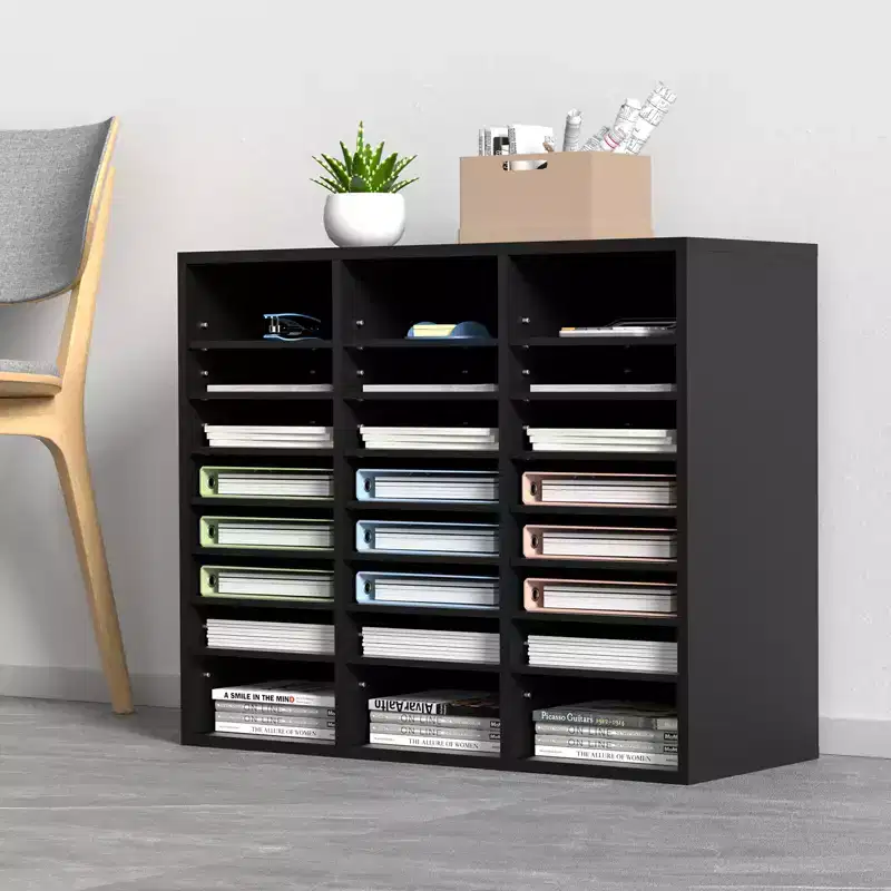 24-Compartment Wood File Sorter & Literature Organizer with Removable Shelves, EPA Certified