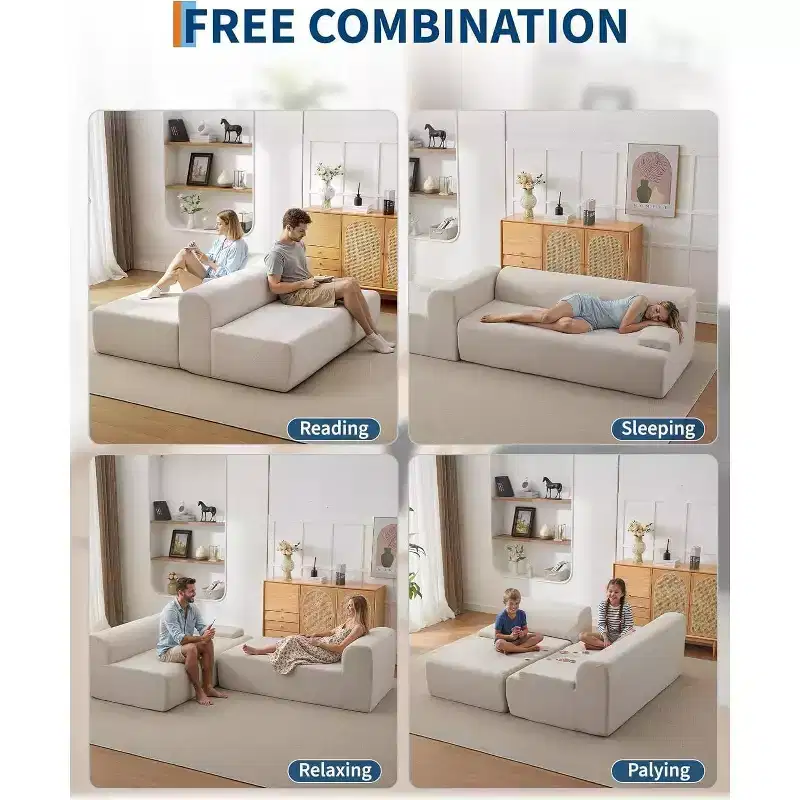 106 Cloud Sectional Couch with L-Shape Chaise, Modern Modular Deep Seat Sofa Couch, Oversized Sofa Sleeper for Living Room, No Assembly Required