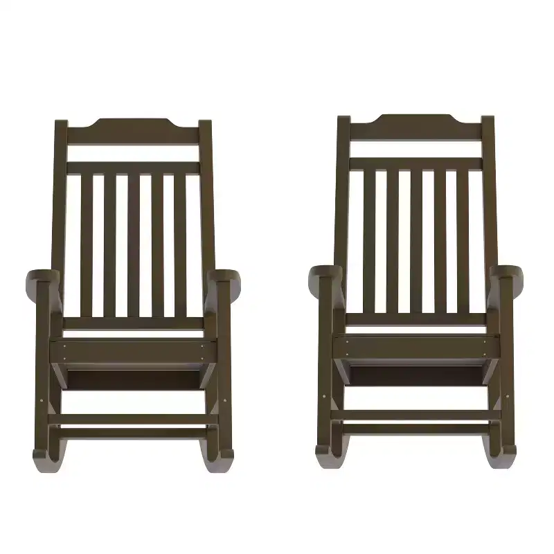 Merrick Lane Set of 2 Poly Resin Indoor/Outdoor Rocking Chairs