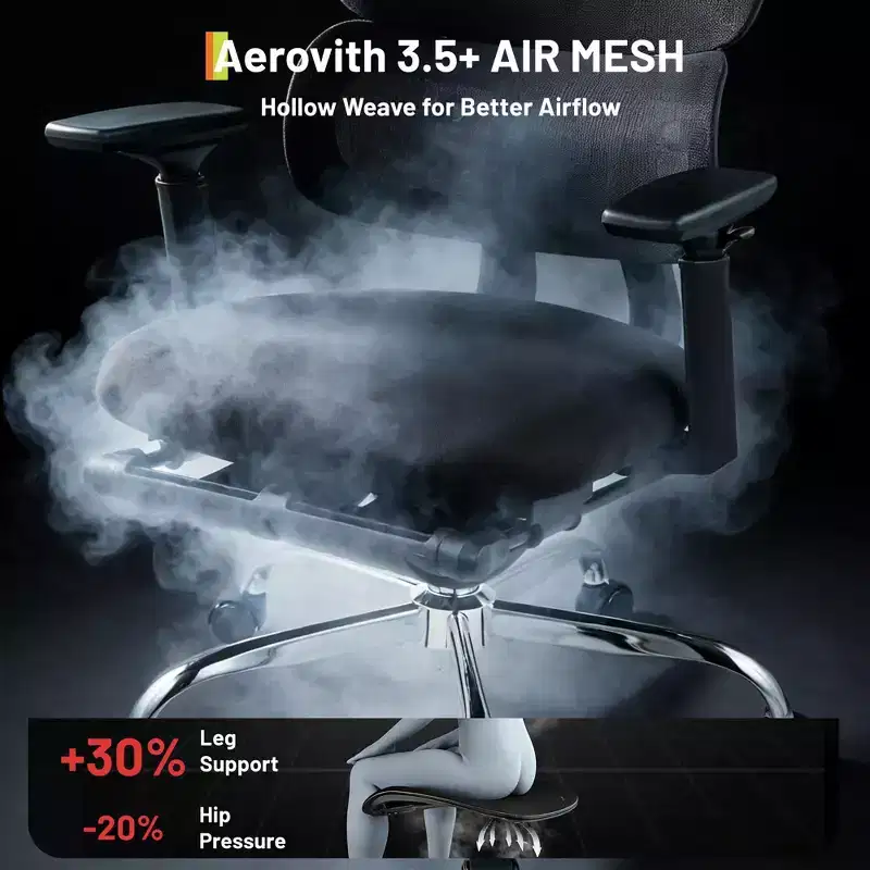 Ergonomic Mesh Gaming Chair with 4D Turn Over-Style-Up Arms, 3D Headrest, Office Chair with Adjustable Lumbar & Leg Support