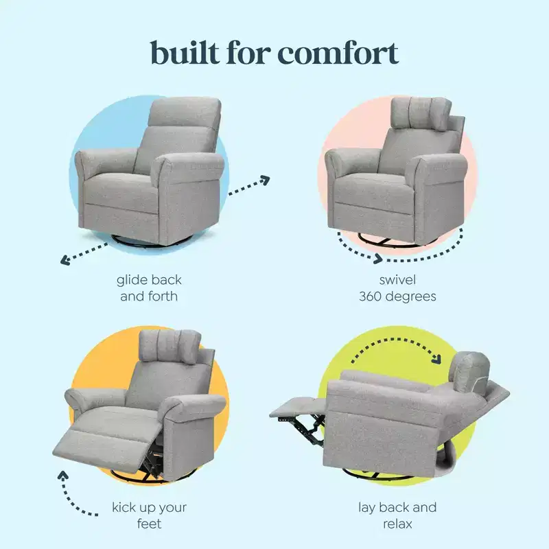 Recliner and Swivel Glider with Adjustable Headrest and Armrests