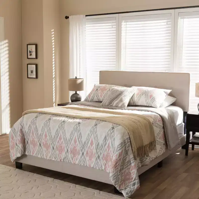 Queen Modern Upholstered Bed with Button-Tufted Headboard