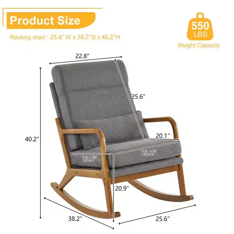 Upholstered Gray Rocking Chair