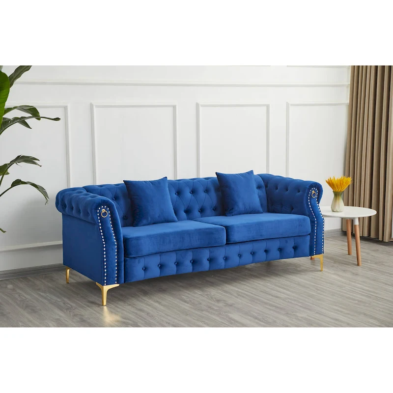 35D x 85W x 30.3H Velvet Chesterfield Button-tufted Sofa