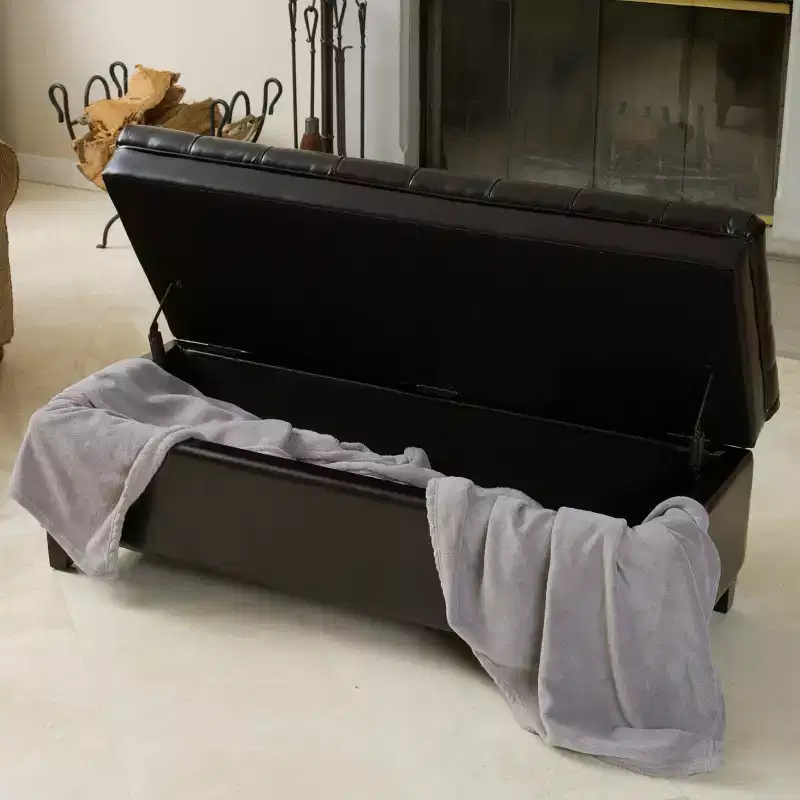 Christopher Knight Home Hastings Contemporary Bonded Leather Tufted Storage Ottoman Bench