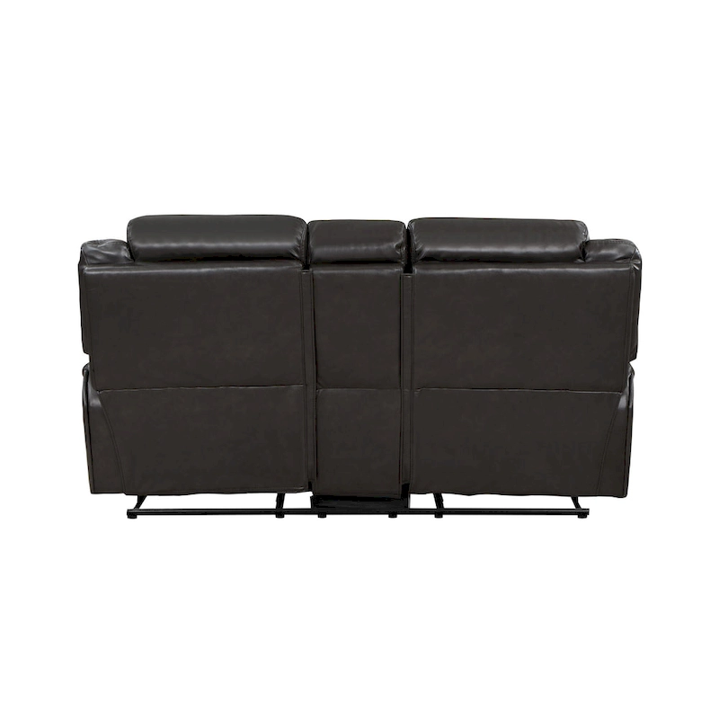 Millie 76 Inch Manual Dual Recliner Loveseat, Cupholders, Gray Faux Leather