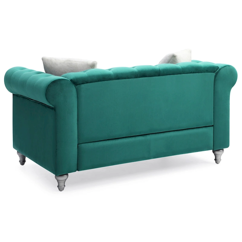 Raisa 60 in. Velvet 2-Seater Sofa With 2-Throw Pillow - 60L x 34W x 30H