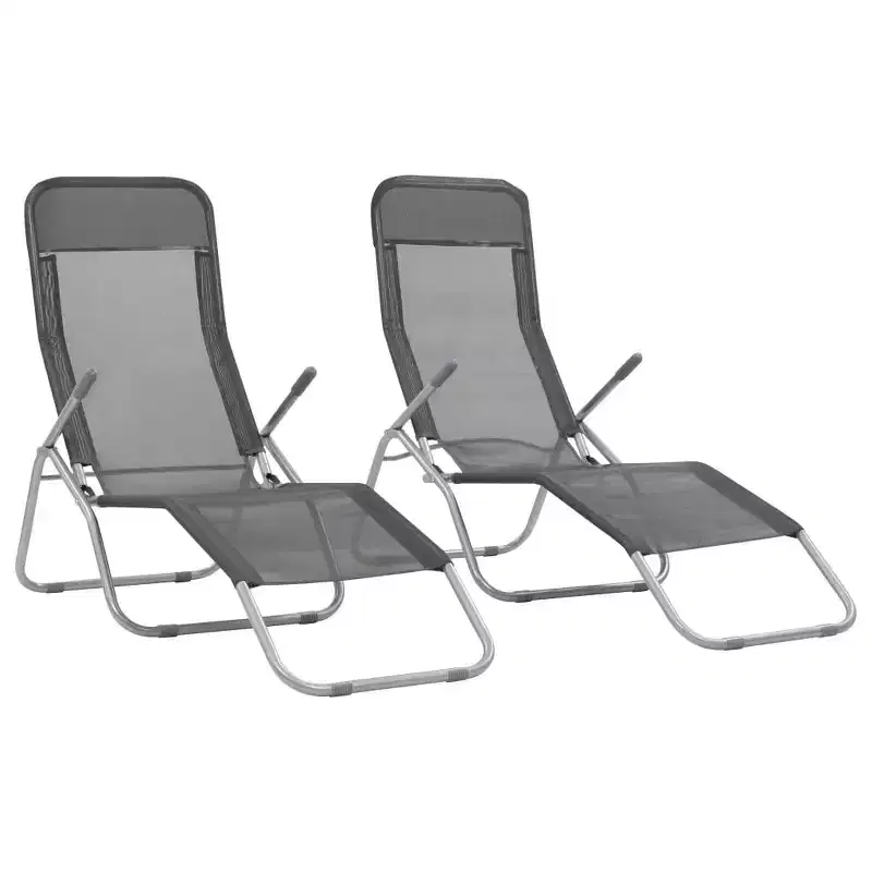 vidaXL Sun Lounger Set of 2 Powder-coated steel, Textilene Standard