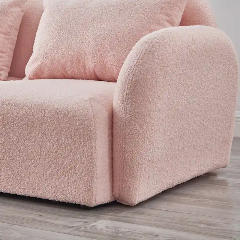 Living Room Furniture Lazy Sofa Loveseat Teddy Fabric White